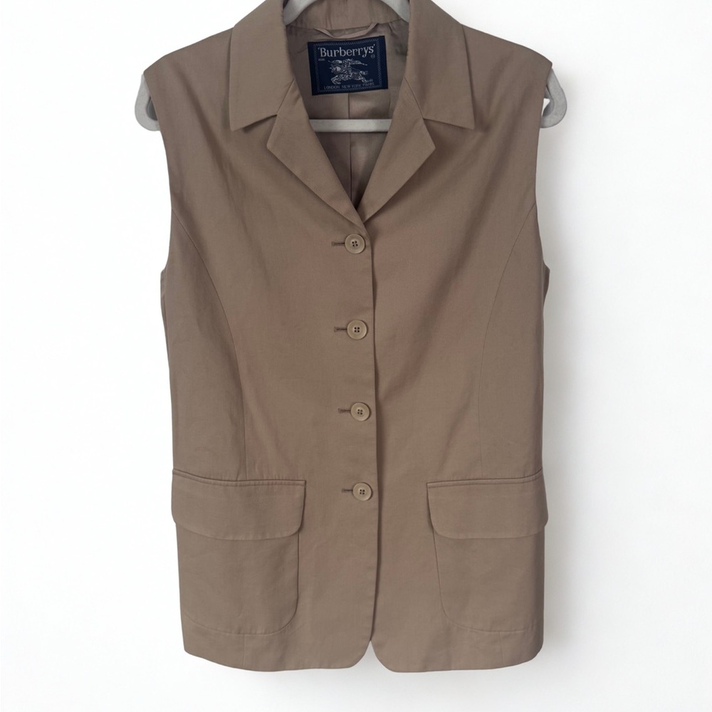 Burberry Tan Sleeveless Jacket Vest Size 8